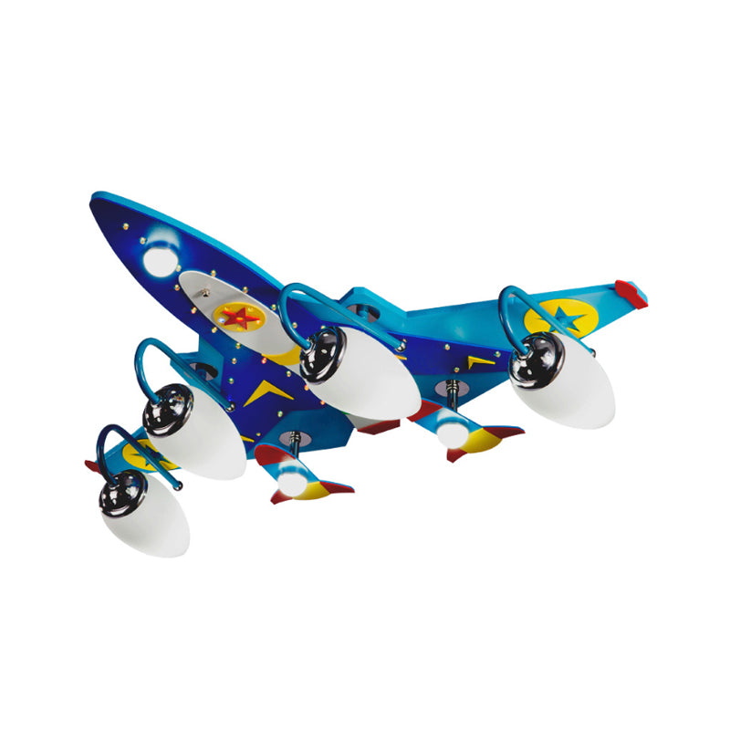 Bomber Jet Ceiling Mount Lighting Kids Acrylic 4-Light Bedroom Flush Light in Blue Clearhalo 'Ceiling Lights' 'Close To Ceiling Lights' 'Close to ceiling' 'Flush mount' Lighting' 1917799