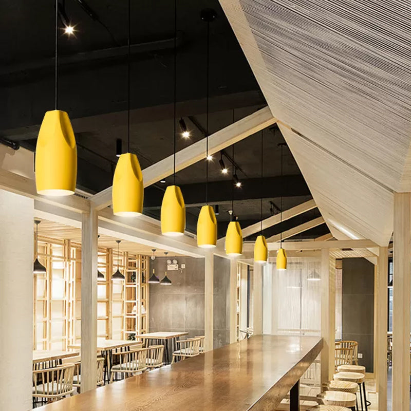 1-Light Bakery Ceiling Pendant Macaron Black/Yellow/Green Hanging Light Kit with Elongated/Bowl Aluminum Shade Clearhalo 'Ceiling Lights' 'Pendant Lights' 'Pendants' Lighting' 1917860