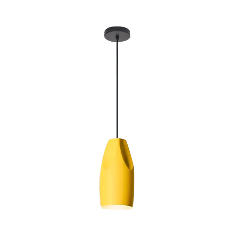 1-Light Bakery Ceiling Pendant Macaron Black/Yellow/Green Hanging Light Kit with Elongated/Bowl Aluminum Shade Clearhalo 'Ceiling Lights' 'Pendant Lights' 'Pendants' Lighting' 1917861