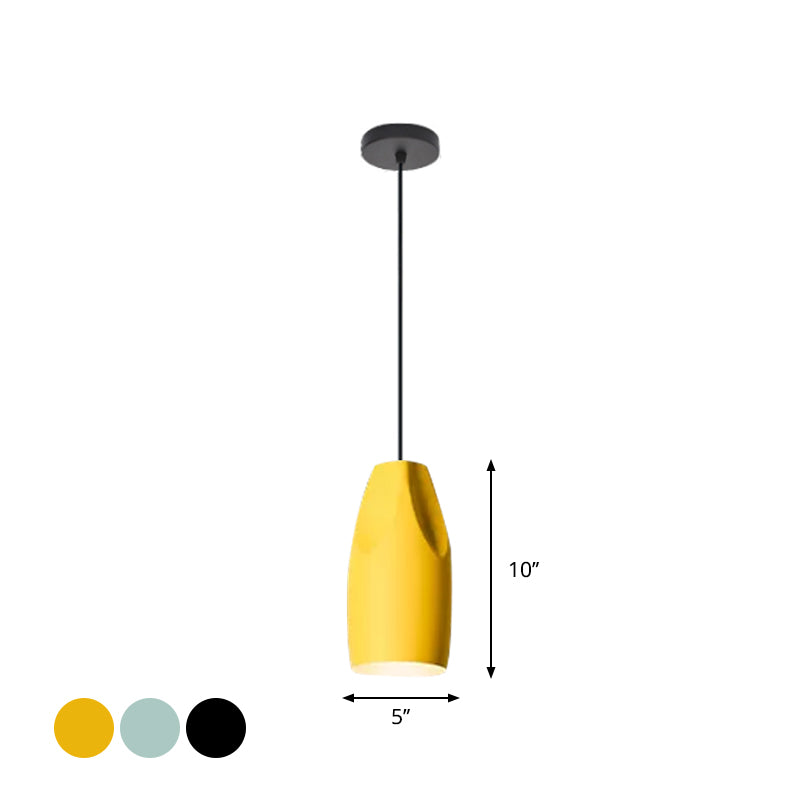 1-Light Bakery Ceiling Pendant Macaron Black/Yellow/Green Hanging Light Kit with Elongated/Bowl Aluminum Shade Clearhalo 'Ceiling Lights' 'Pendant Lights' 'Pendants' Lighting' 1917862