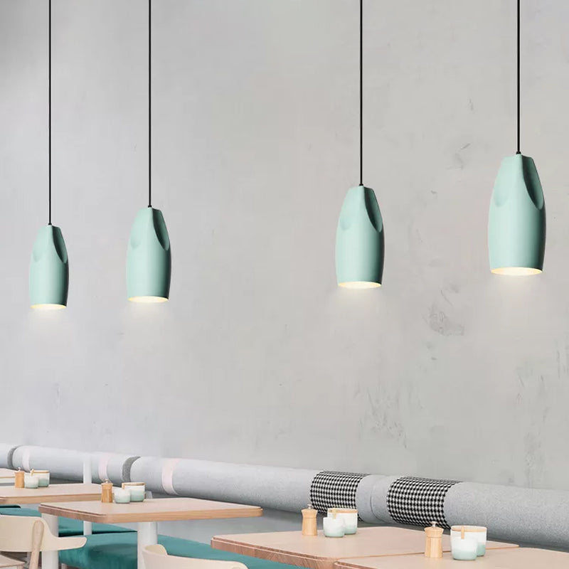 1-Light Bakery Ceiling Pendant Macaron Black/Yellow/Green Hanging Light Kit with Elongated/Bowl Aluminum Shade Clearhalo 'Ceiling Lights' 'Pendant Lights' 'Pendants' Lighting' 1917863