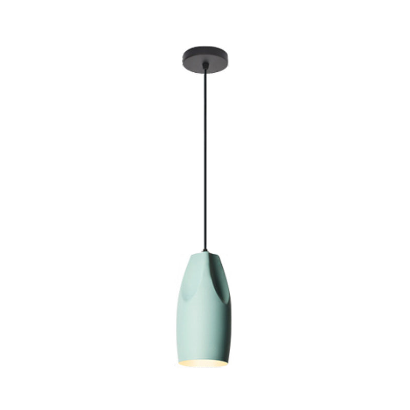 1-Light Bakery Ceiling Pendant Macaron Black/Yellow/Green Hanging Light Kit with Elongated/Bowl Aluminum Shade Clearhalo 'Ceiling Lights' 'Pendant Lights' 'Pendants' Lighting' 1917864