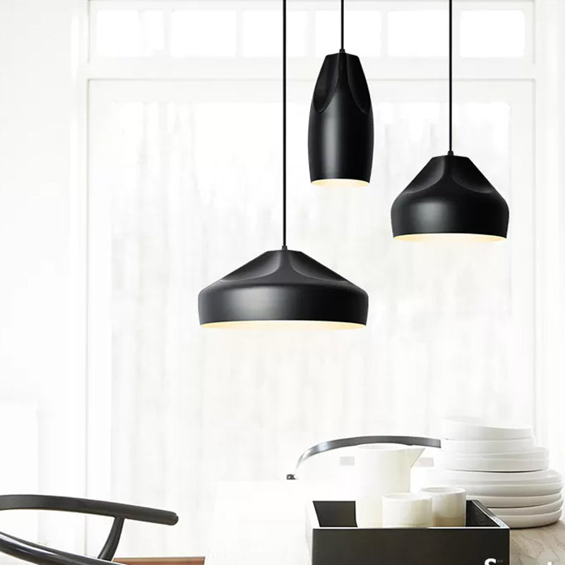 1-Light Bakery Ceiling Pendant Macaron Black/Yellow/Green Hanging Light Kit with Elongated/Bowl Aluminum Shade Clearhalo 'Ceiling Lights' 'Pendant Lights' 'Pendants' Lighting' 1917865