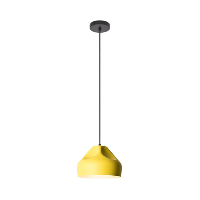 1-Light Bakery Ceiling Pendant Macaron Black/Yellow/Green Hanging Light Kit with Elongated/Bowl Aluminum Shade Clearhalo 'Ceiling Lights' 'Pendant Lights' 'Pendants' Lighting' 1917868