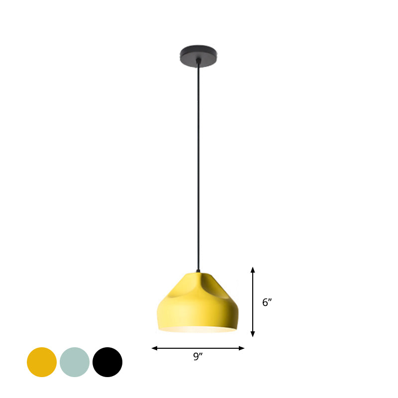 1-Light Bakery Ceiling Pendant Macaron Black/Yellow/Green Hanging Light Kit with Elongated/Bowl Aluminum Shade Clearhalo 'Ceiling Lights' 'Pendant Lights' 'Pendants' Lighting' 1917869