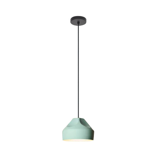 1-Light Bakery Ceiling Pendant Macaron Black/Yellow/Green Hanging Light Kit with Elongated/Bowl Aluminum Shade Clearhalo 'Ceiling Lights' 'Pendant Lights' 'Pendants' Lighting' 1917871