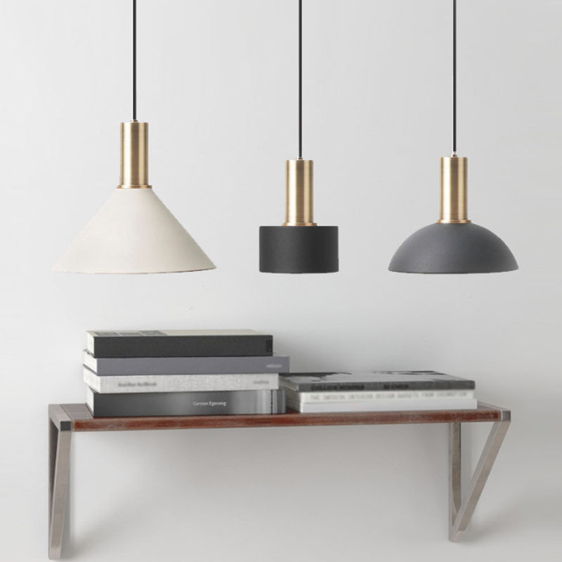 Nordic 1 Bulb Hanging Lamp Black and Gold Round/Cone/Cylinder Drop Pendant with Iron Shade for Kitchen Clearhalo 'Ceiling Lights' 'Pendant Lights' 'Pendants' Lighting' 1917873