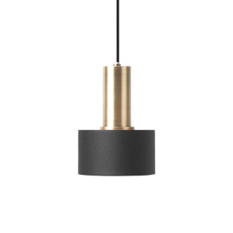 Nordic 1 Bulb Hanging Lamp Black and Gold Round/Cone/Cylinder Drop Pendant with Iron Shade for Kitchen Clearhalo 'Ceiling Lights' 'Pendant Lights' 'Pendants' Lighting' 1917875