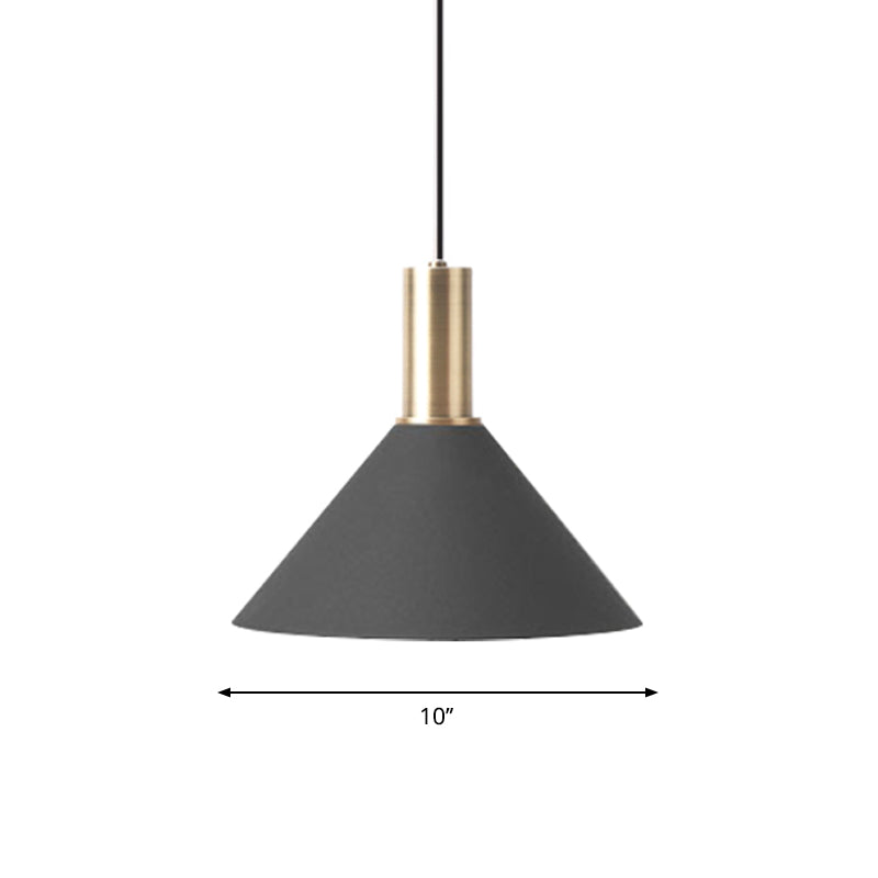 Nordic 1 Bulb Hanging Lamp Black and Gold Round/Cone/Cylinder Drop Pendant with Iron Shade for Kitchen Clearhalo 'Ceiling Lights' 'Pendant Lights' 'Pendants' Lighting' 1917882