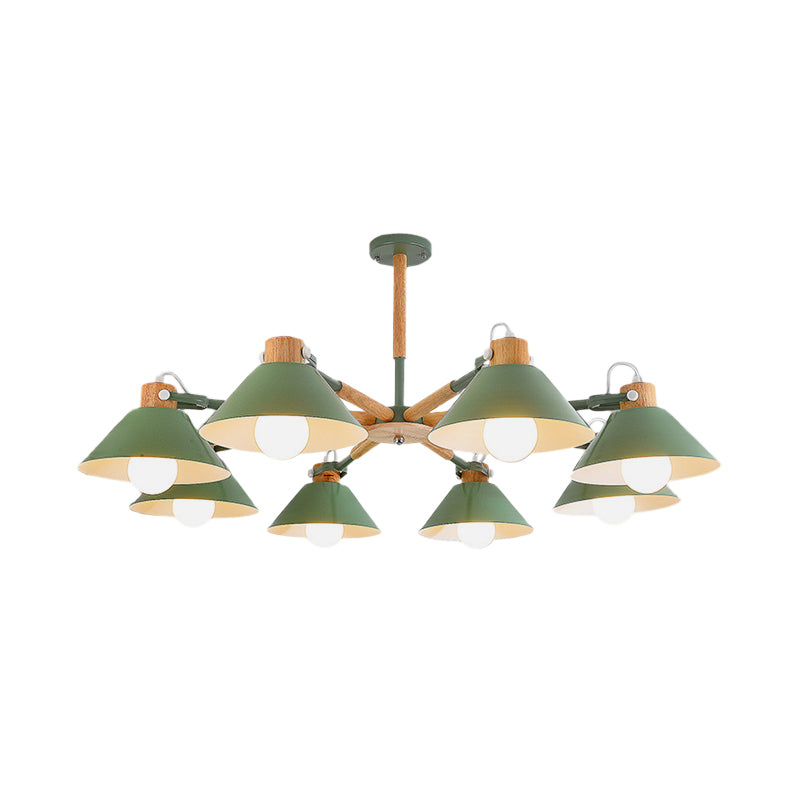 Modern Coolie Shade Hanging Lamp Metal 8 Bulbs Hanging Chandelier for Dining Room Clearhalo 'Ceiling Lights' 'Chandeliers' Lighting' options 191804