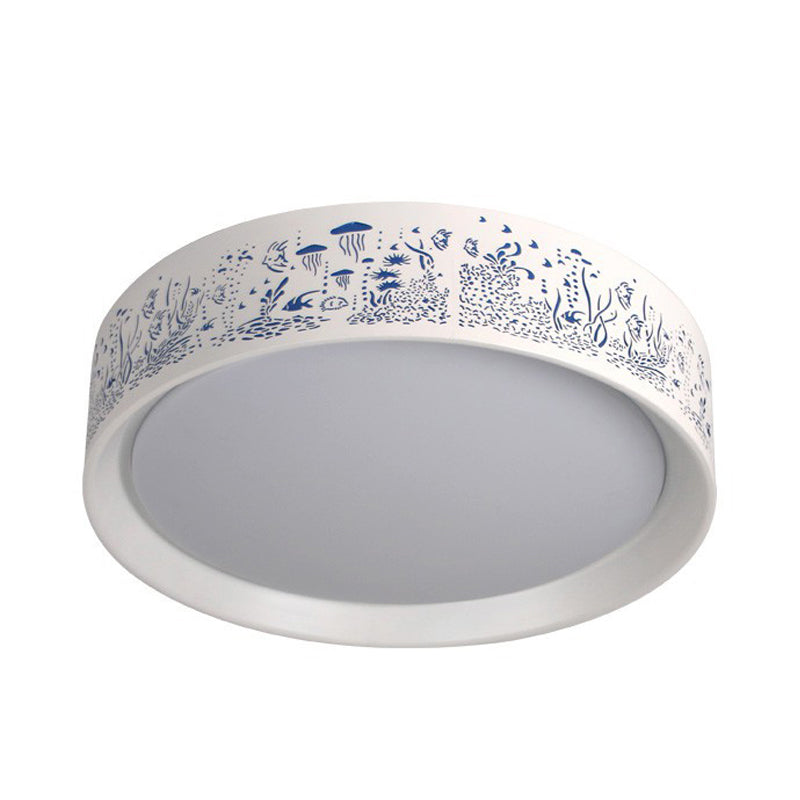 Hammered Metal Circular Flush mount Light Monochromatic Flush Ceiling Light Fixture in White for Children' s Bedroom Clearhalo 'Ceiling Lights' 'Close To Ceiling Lights' 'Close to ceiling' 'Flush mount' Lighting' 191815