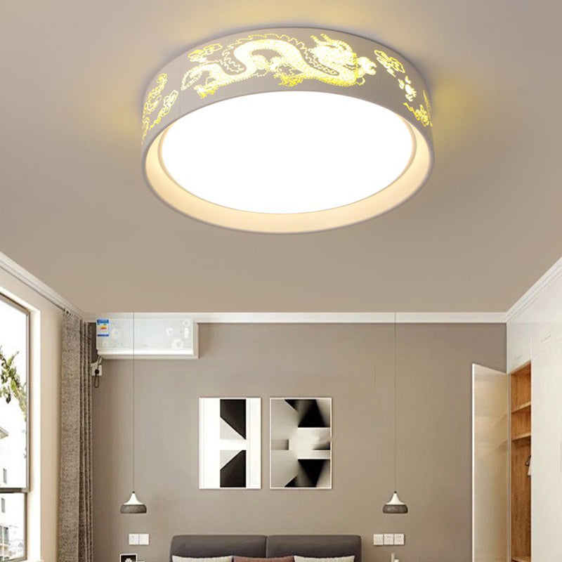 Hammered Metal Circular Flush mount Light Monochromatic Flush Ceiling Light Fixture in White for Children' s Bedroom White E Clearhalo 'Ceiling Lights' 'Close To Ceiling Lights' 'Close to ceiling' 'Flush mount' Lighting' 191816