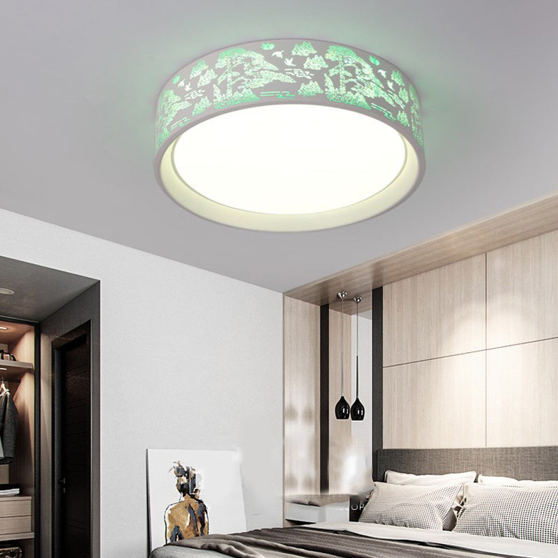 Hammered Metal Circular Flush mount Light Monochromatic Flush Ceiling Light Fixture in White for Children' s Bedroom White A Clearhalo 'Ceiling Lights' 'Close To Ceiling Lights' 'Close to ceiling' 'Flush mount' Lighting' 191819