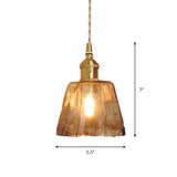 Single-Bulb Hanging Pendant Farmhouse Cone/Cube Coffee Cloud Glass Suspension Lighting in Brass Clearhalo 'Ceiling Lights' 'Glass shade' 'Glass' 'Industrial Pendants' 'Industrial' 'Middle Century Pendants' 'Pendant Lights' 'Pendants' 'Tiffany' Lighting' 1918335
