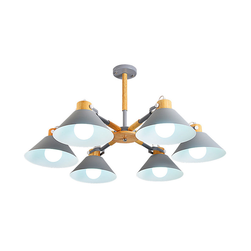 Dinging Room Cone Hanging Lamp Metal 6 Lights Simple Style Hanging Pendant Lights Clearhalo 'Ceiling Lights' 'Chandeliers' Lighting' options 191868