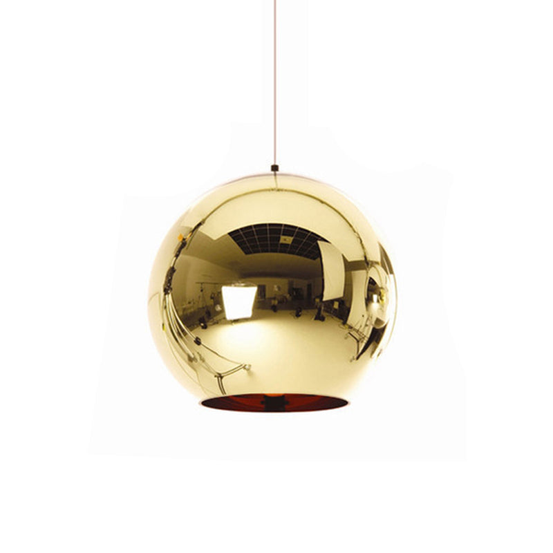 Mirror Glass Globe Down Lighting Industrial 6"/8" W 1-Light Bar Pendant Light with Open Bottom in Brass/Chrome/Gold Clearhalo 'Ceiling Lights' 'Close To Ceiling Lights' 'Glass shade' 'Glass' 'Industrial Pendants' 'Industrial' 'Middle Century Pendants' 'Pendant Lights' 'Pendants' 'Tiffany' Lighting' 1918769