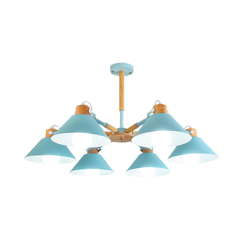Dinging Room Cone Hanging Lamp Metal 6 Lights Simple Style Hanging Pendant Lights Clearhalo 'Ceiling Lights' 'Chandeliers' Lighting' options 191877