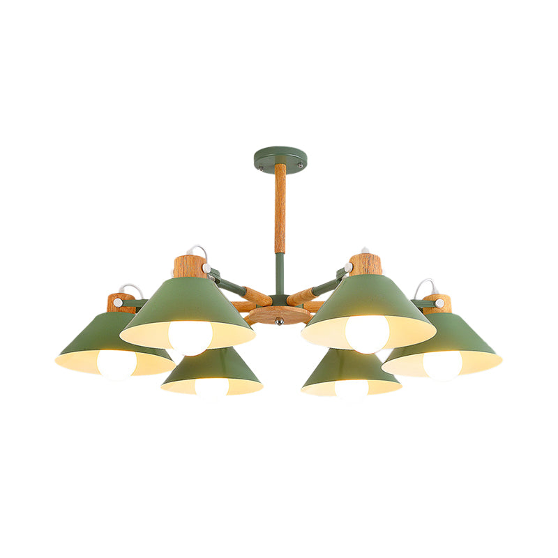 Dinging Room Cone Hanging Lamp Metal 6 Lights Simple Style Hanging Pendant Lights Clearhalo 'Ceiling Lights' 'Chandeliers' Lighting' options 191880
