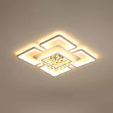 White Acrylic Square Flushmount Light Simple 21.5"/25.5" Width LED Flush Mount Lamp in Warm/White Light with Crystal Accent Clearhalo 'Ceiling Lights' 'Close To Ceiling Lights' 'Close to ceiling' 'Flush mount' Lighting' 1918913