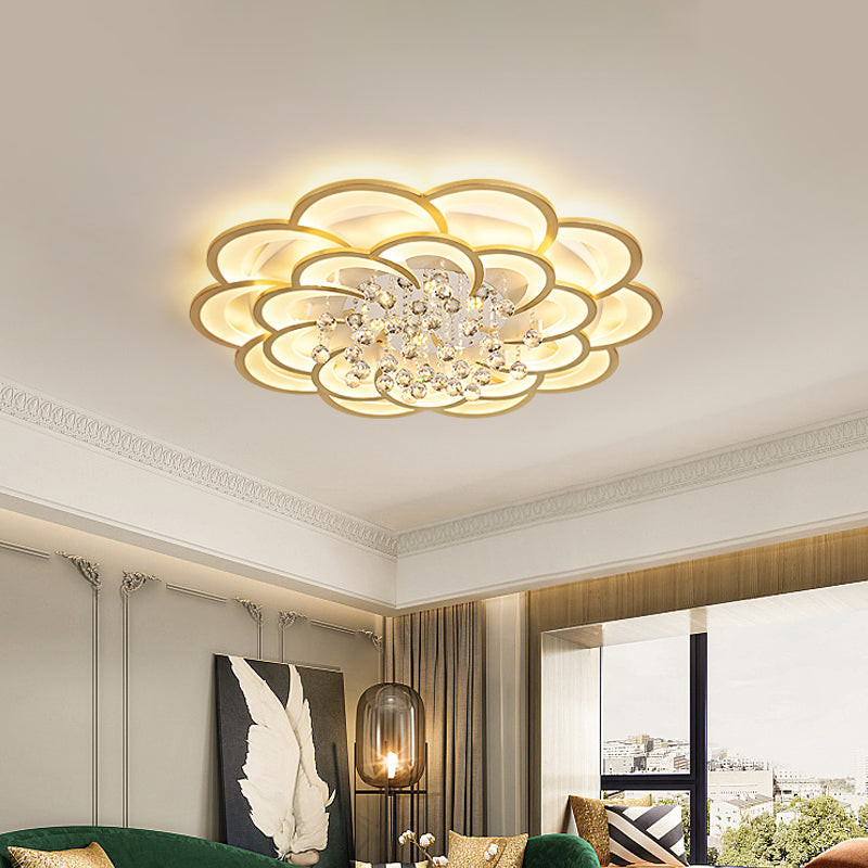 Modernist Petal Flush Ceiling Light Fixture Acrylic 20.5"/27" W LED Bedroom Flushmount in Gold, Warm/White Light Gold 20.5" Clearhalo 'Ceiling Lights' 'Close To Ceiling Lights' 'Close to ceiling' 'Flush mount' Lighting' 1918916