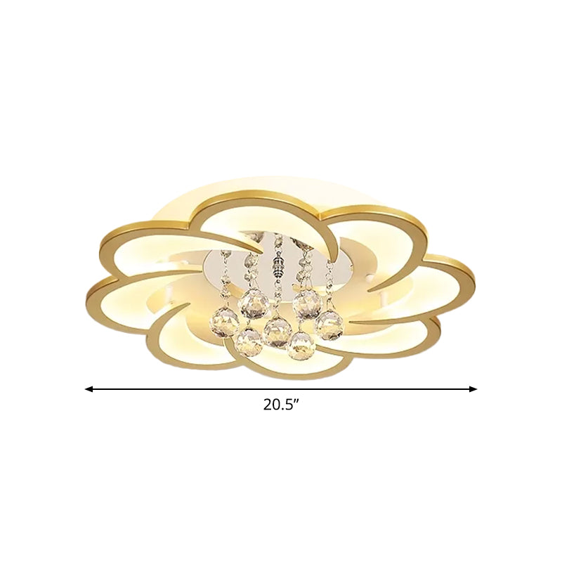 Modernist Petal Flush Ceiling Light Fixture Acrylic 20.5"/27" W LED Bedroom Flushmount in Gold, Warm/White Light Clearhalo 'Ceiling Lights' 'Close To Ceiling Lights' 'Close to ceiling' 'Flush mount' Lighting' 1918920