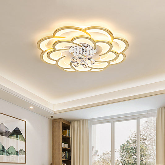 Modernist Petal Flush Ceiling Light Fixture Acrylic 20.5"/27" W LED Bedroom Flushmount in Gold, Warm/White Light Gold 27" Clearhalo 'Ceiling Lights' 'Close To Ceiling Lights' 'Close to ceiling' 'Flush mount' Lighting' 1918921
