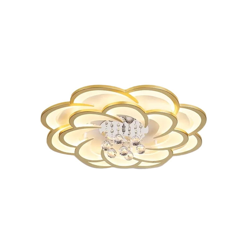 Modernist Petal Flush Ceiling Light Fixture Acrylic 20.5"/27" W LED Bedroom Flushmount in Gold, Warm/White Light Clearhalo 'Ceiling Lights' 'Close To Ceiling Lights' 'Close to ceiling' 'Flush mount' Lighting' 1918922