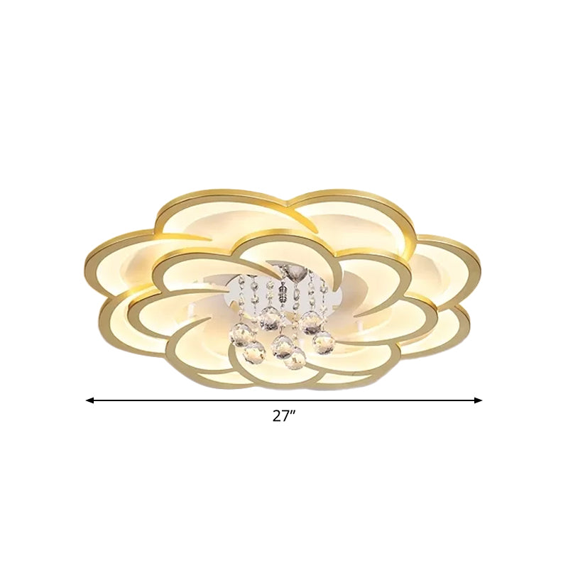 Modernist Petal Flush Ceiling Light Fixture Acrylic 20.5"/27" W LED Bedroom Flushmount in Gold, Warm/White Light Clearhalo 'Ceiling Lights' 'Close To Ceiling Lights' 'Close to ceiling' 'Flush mount' Lighting' 1918924