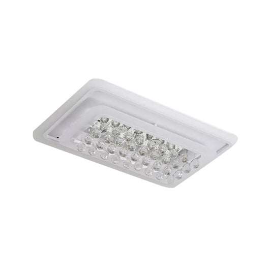 Rectangle Acrylic Flush Mount Lamp Contemporary LED White Ceiling Flush in Warm/White Light with Crystal Accent for Living Room Clearhalo 'Ceiling Lights' 'Close To Ceiling Lights' 'Close to ceiling' 'Flush mount' Lighting' 1918936