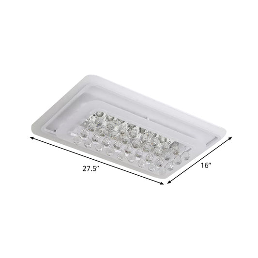 Rectangle Acrylic Flush Mount Lamp Contemporary LED White Ceiling Flush in Warm/White Light with Crystal Accent for Living Room Clearhalo 'Ceiling Lights' 'Close To Ceiling Lights' 'Close to ceiling' 'Flush mount' Lighting' 1918938