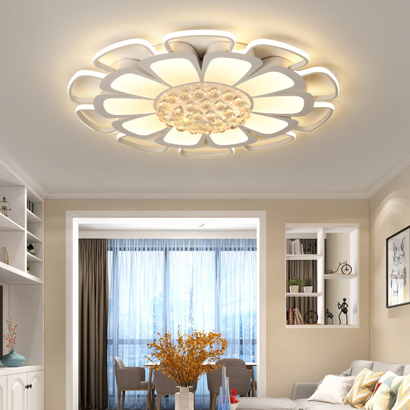 Acrylic Petal Flush Mount Light Fixture Simple 20.5"/27" W LED White Ceiling Lamp in Warm/White Light with Round Design White 20.5" Clearhalo 'Ceiling Lights' 'Close To Ceiling Lights' 'Close to ceiling' 'Flush mount' Lighting' 1918939