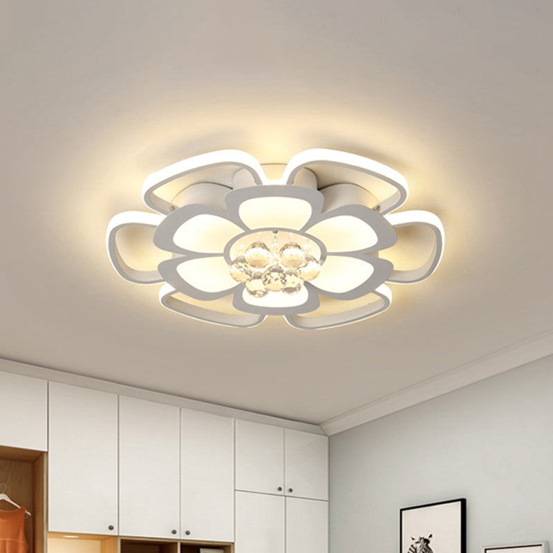 Acrylic Petal Flush Mount Light Fixture Simple 20.5"/27" W LED White Ceiling Lamp in Warm/White Light with Round Design Clearhalo 'Ceiling Lights' 'Close To Ceiling Lights' 'Close to ceiling' 'Flush mount' Lighting' 1918940