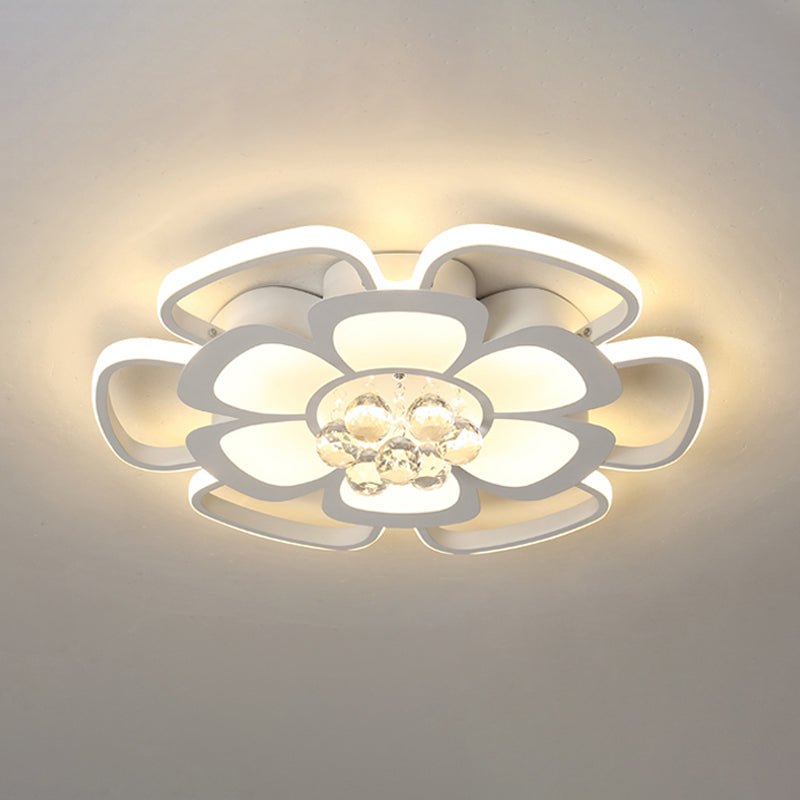 Acrylic Petal Flush Mount Light Fixture Simple 20.5"/27" W LED White Ceiling Lamp in Warm/White Light with Round Design Clearhalo 'Ceiling Lights' 'Close To Ceiling Lights' 'Close to ceiling' 'Flush mount' Lighting' 1918942