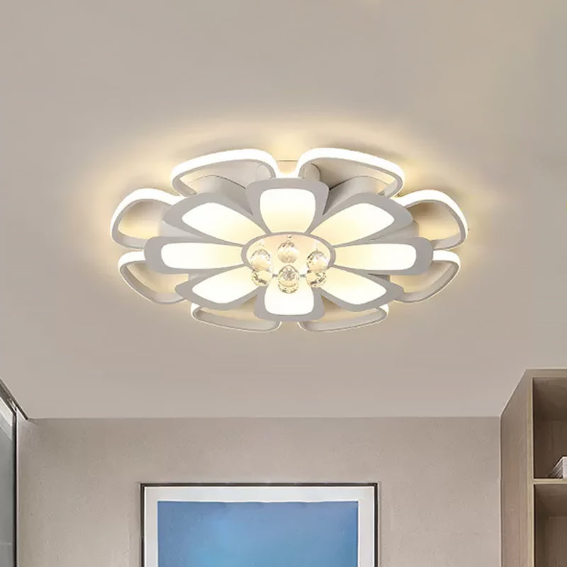 Acrylic Petal Flush Mount Light Fixture Simple 20.5"/27" W LED White Ceiling Lamp in Warm/White Light with Round Design White 27" Clearhalo 'Ceiling Lights' 'Close To Ceiling Lights' 'Close to ceiling' 'Flush mount' Lighting' 1918944