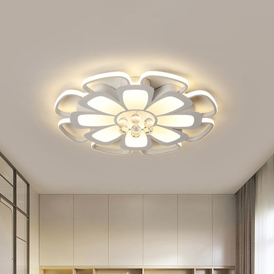 Acrylic Petal Flush Mount Light Fixture Simple 20.5"/27" W LED White Ceiling Lamp in Warm/White Light with Round Design Clearhalo 'Ceiling Lights' 'Close To Ceiling Lights' 'Close to ceiling' 'Flush mount' Lighting' 1918945