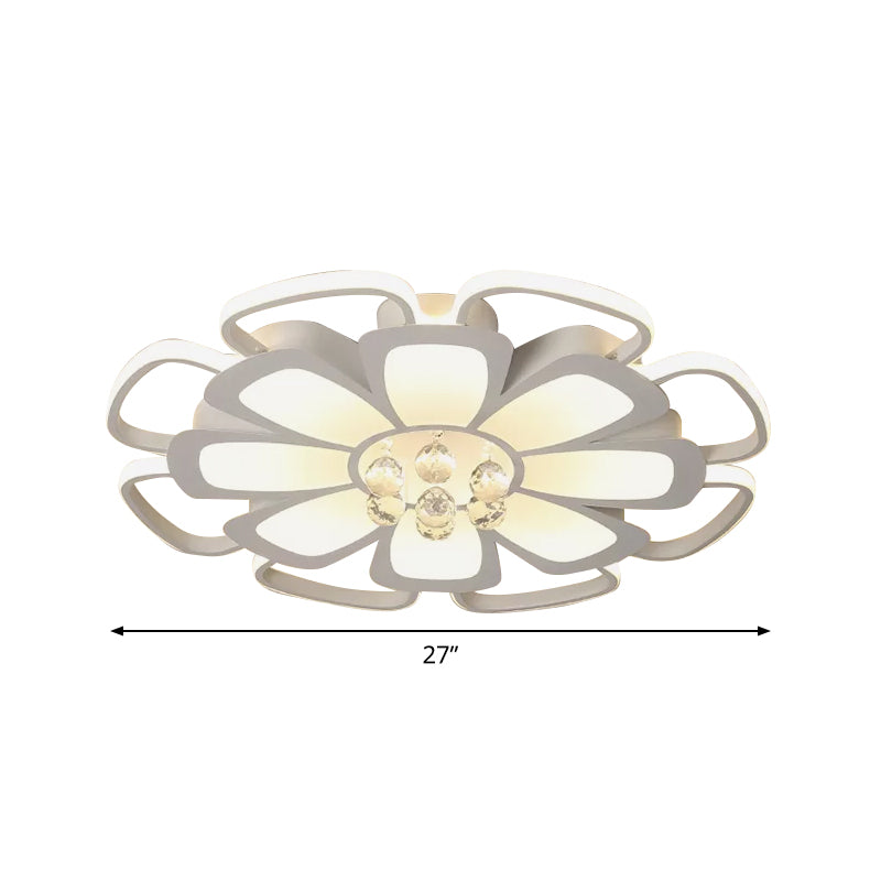 Acrylic Petal Flush Mount Light Fixture Simple 20.5"/27" W LED White Ceiling Lamp in Warm/White Light with Round Design Clearhalo 'Ceiling Lights' 'Close To Ceiling Lights' 'Close to ceiling' 'Flush mount' Lighting' 1918948