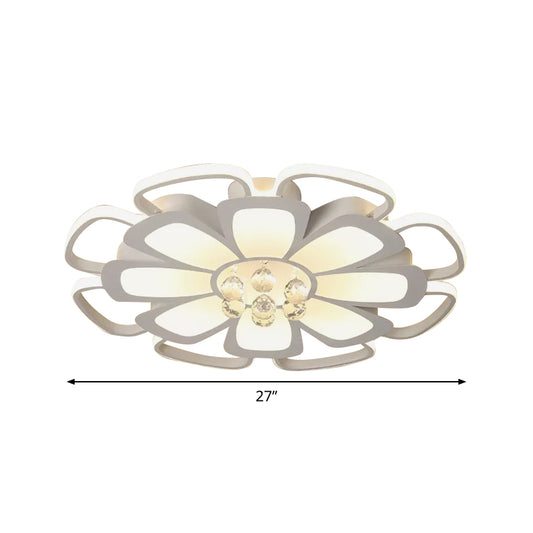 Acrylic Petal Flush Mount Light Fixture Simple 20.5"/27" W LED White Ceiling Lamp in Warm/White Light with Round Design Clearhalo 'Ceiling Lights' 'Close To Ceiling Lights' 'Close to ceiling' 'Flush mount' Lighting' 1918948