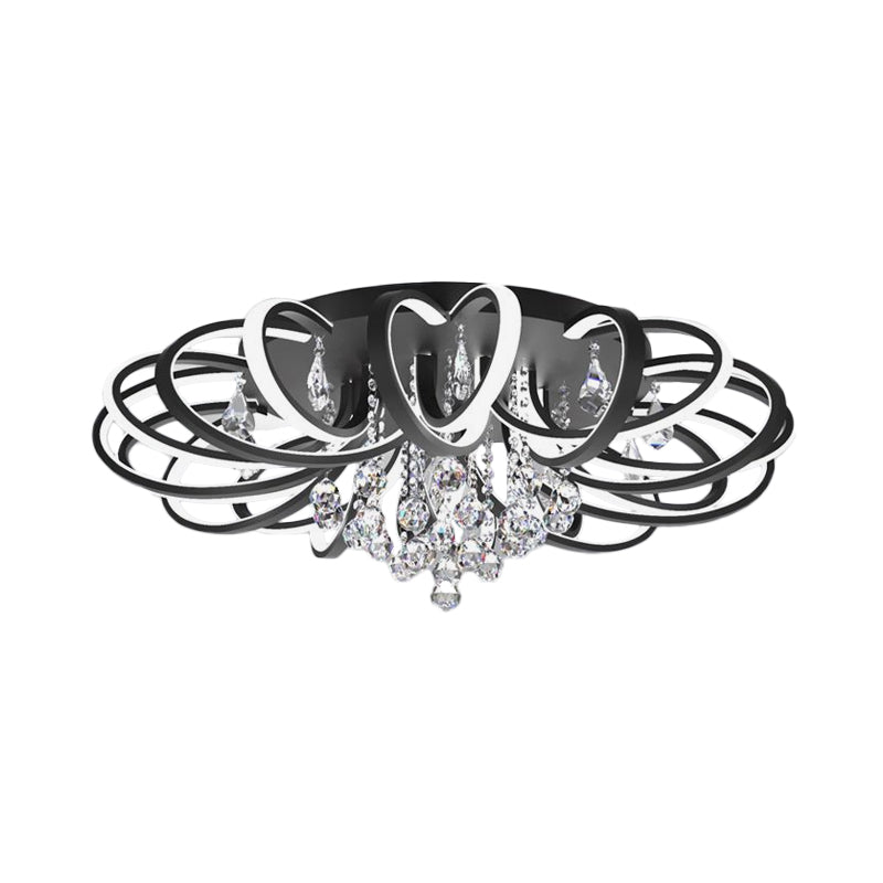 Black Swooping Flush Mount Fixture Modern Style LED Acrylic Ceiling Light with Crystal Accent for Living Room Clearhalo 'Ceiling Lights' 'Close To Ceiling Lights' 'Close to ceiling' 'Flush mount' Lighting' 1918959