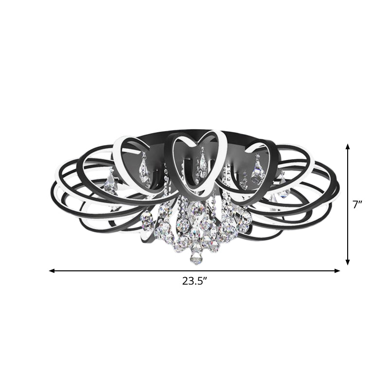 Black Swooping Flush Mount Fixture Modern Style LED Acrylic Ceiling Light with Crystal Accent for Living Room Clearhalo 'Ceiling Lights' 'Close To Ceiling Lights' 'Close to ceiling' 'Flush mount' Lighting' 1918960