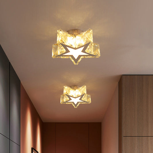 Star-Shaped Flush Mount Light Contemporary Clear Crystal 6.5"/10" W LED Corridor Close to Ceiling Lamp Clear Clearhalo 'Ceiling Lights' 'Close To Ceiling Lights' 'Close to ceiling' 'Flush mount' Lighting' 1918961