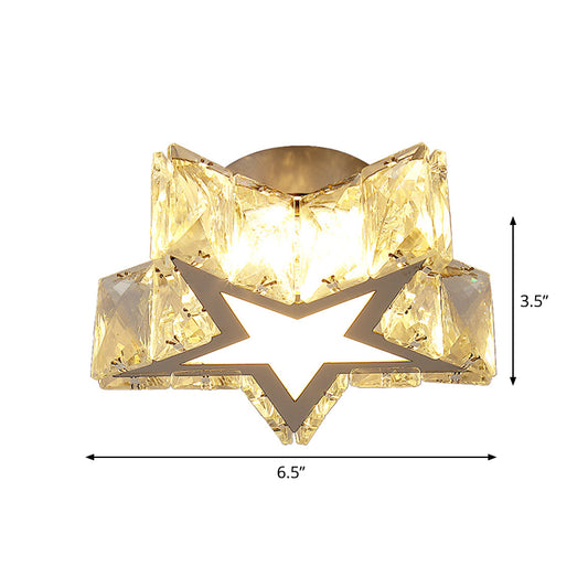 Star-Shaped Flush Mount Light Contemporary Clear Crystal 6.5"/10" W LED Corridor Close to Ceiling Lamp Clearhalo 'Ceiling Lights' 'Close To Ceiling Lights' 'Close to ceiling' 'Flush mount' Lighting' 1918965