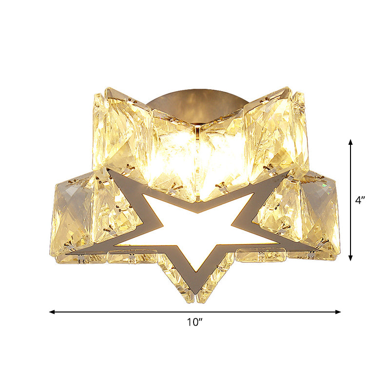 Star-Shaped Flush Mount Light Contemporary Clear Crystal 6.5"/10" W LED Corridor Close to Ceiling Lamp Clearhalo 'Ceiling Lights' 'Close To Ceiling Lights' 'Close to ceiling' 'Flush mount' Lighting' 1918966