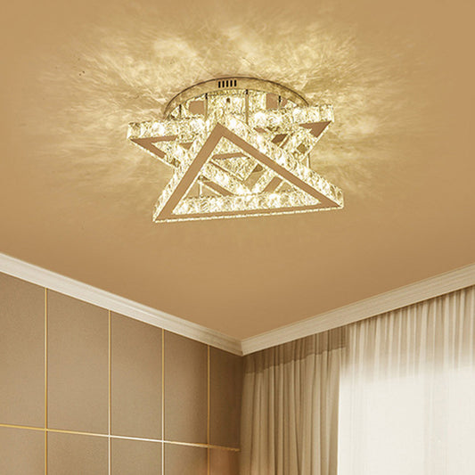 Clear Crystal Triangle Ceiling Fixture Modernity LED Flush Mount Lamp with Tiered Design for Bedroom Clear Clearhalo 'Ceiling Lights' 'Close To Ceiling Lights' 'Close to ceiling' 'Flush mount' Lighting' 1918977