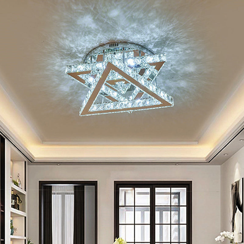 Clear Crystal Triangle Ceiling Fixture Modernity LED Flush Mount Lamp with Tiered Design for Bedroom Clearhalo 'Ceiling Lights' 'Close To Ceiling Lights' 'Close to ceiling' 'Flush mount' Lighting' 1918978