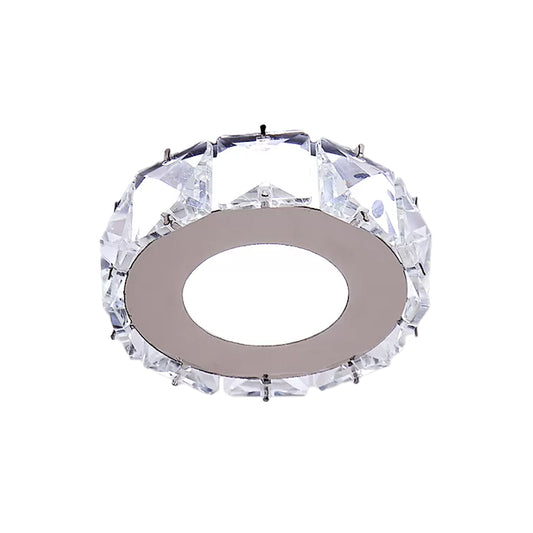 Circle/Star Flush Mount Fixture Simplicity Crystal Block Stainless-Steel LED Close to Ceiling Lighting for Corridor Clearhalo 'Ceiling Lights' 'Close To Ceiling Lights' 'Close to ceiling' 'Flush mount' Lighting' 1919013