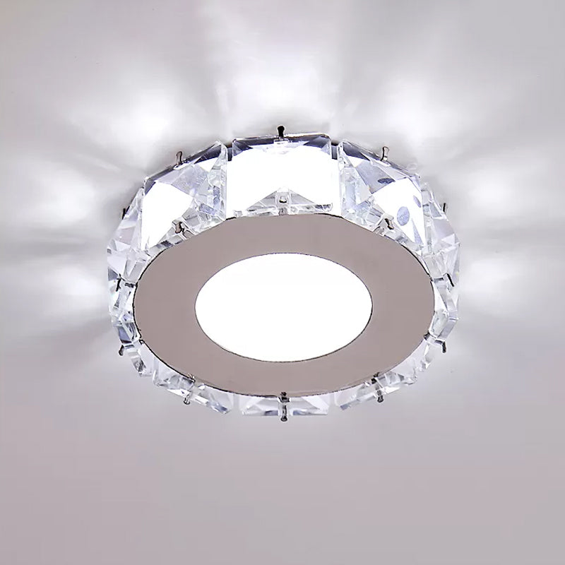 Circle/Star Flush Mount Fixture Simplicity Crystal Block Stainless-Steel LED Close to Ceiling Lighting for Corridor Clearhalo 'Ceiling Lights' 'Close To Ceiling Lights' 'Close to ceiling' 'Flush mount' Lighting' 1919014