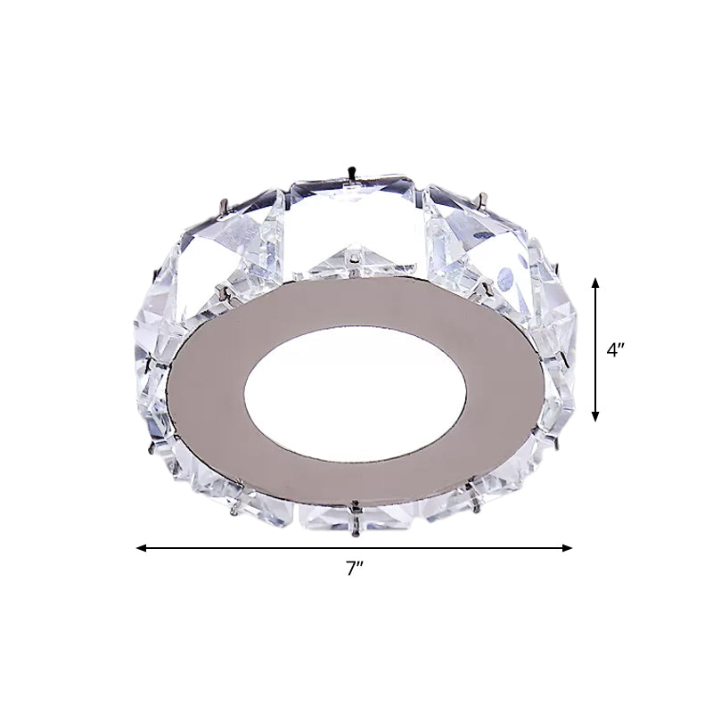 Circle/Star Flush Mount Fixture Simplicity Crystal Block Stainless-Steel LED Close to Ceiling Lighting for Corridor Clearhalo 'Ceiling Lights' 'Close To Ceiling Lights' 'Close to ceiling' 'Flush mount' Lighting' 1919015