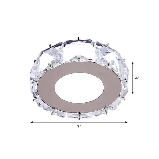 Circle/Star Flush Mount Fixture Simplicity Crystal Block Stainless-Steel LED Close to Ceiling Lighting for Corridor Clearhalo 'Ceiling Lights' 'Close To Ceiling Lights' 'Close to ceiling' 'Flush mount' Lighting' 1919015