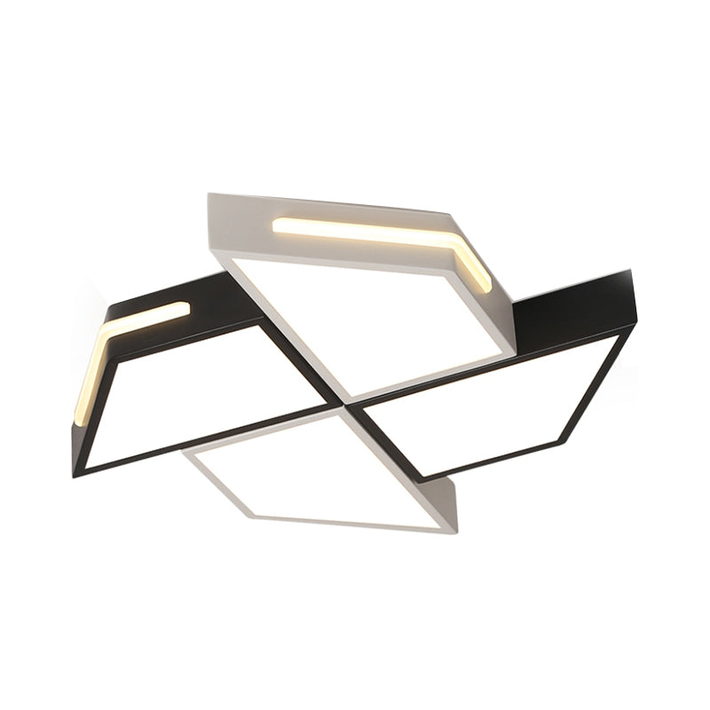 Modern Windmill Flush Mount Ceiling Light Acrylic Flush Mount Ceiling Fixture in Black and White for Bedroom Clearhalo 'Ceiling Lights' 'Close To Ceiling Lights' 'Close to ceiling' 'Flush mount' Lighting' 191909