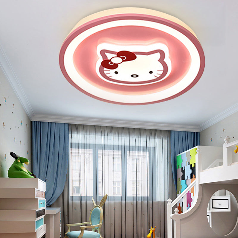 Acrylic Circular LED Ceiling Mount Light Cartoon Cute Ceiling Lamp for Baby Room Kindergarten Pink Clearhalo 'Ceiling Lights' 'Close To Ceiling Lights' 'Close to ceiling' 'Flush mount' Lighting' 191962